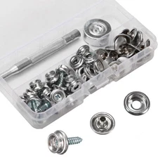 62pcs Boat Marine Canvas Snap Cover Button Fastener Socket Kit Stainless Steel