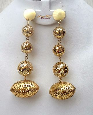 Beautiful Loop Long Real Gold Red 3D Earring Party Cocktail jewelry Style PRES22