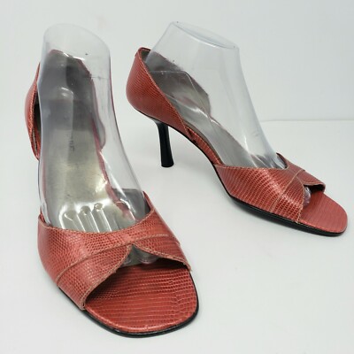 Banana Republic Womens Red Leather Snakeskin Reptile Pump