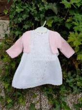 DREAM 12-18 MONTHS BABY GIRLS CLEARANCE SPANISH  KNITTED DRESS & CARDIGAN SET