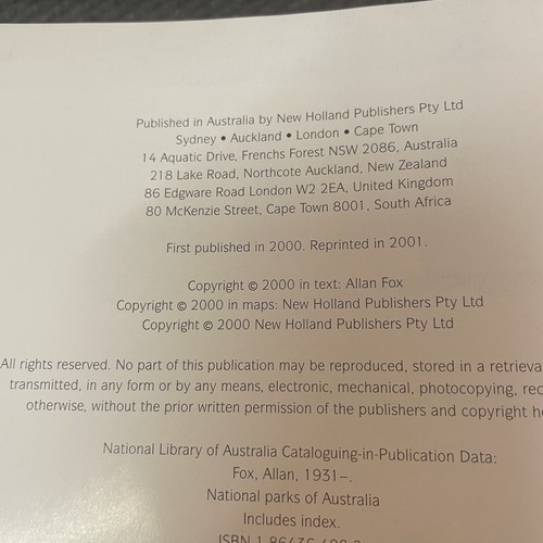 National Parks of Australia Allan Fox Hardcover Book Nature Photography Wildlife - Foto 5 di 16