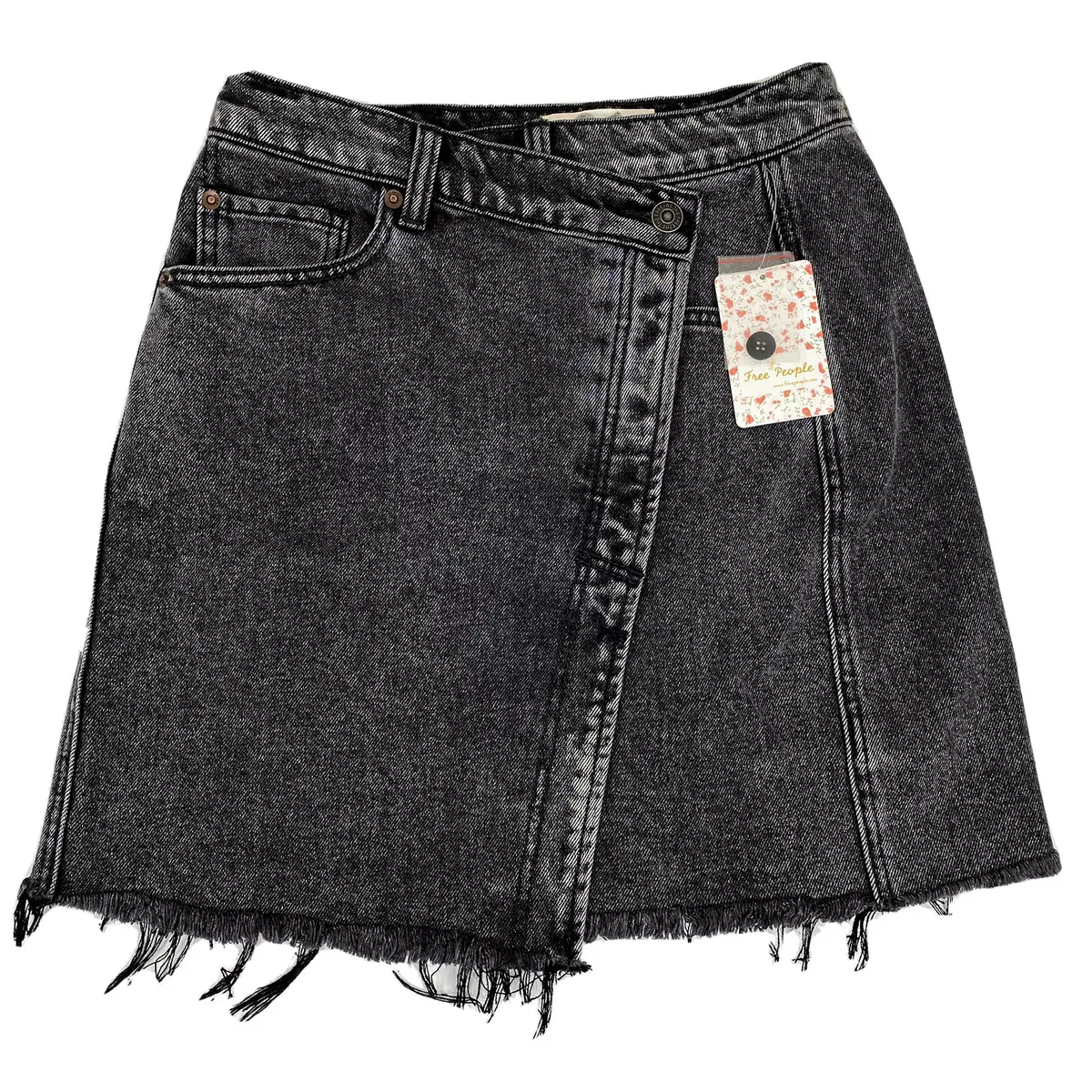 Womens black ripped denim clearance skirt