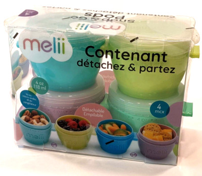 Melii Snap & Go Pods Baby Food Storage Detachable & Stackable 6 cups - 2oz NEW