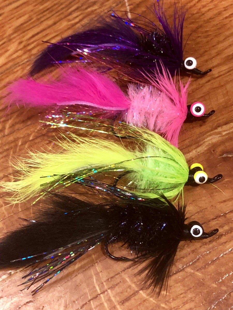 4 WEIGHTED HOT SHOT SALMON LEECHES. FLY FISHING ALASKA CHINOOK COHO, GREAT  LAKES | eBay