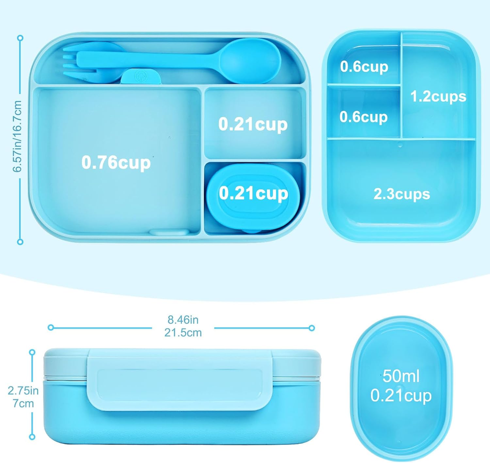 Caperci Stackable Leakproof Kids Bento Box with 5.8 Cup Capacity Caperci Stackable Leakproof Kids Bento Box with 5.8 Cup Capacity