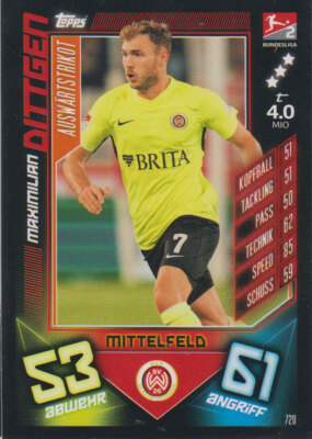 Match Attax Extra 19/20 2019 2020 720 - Maximilian Dittgen