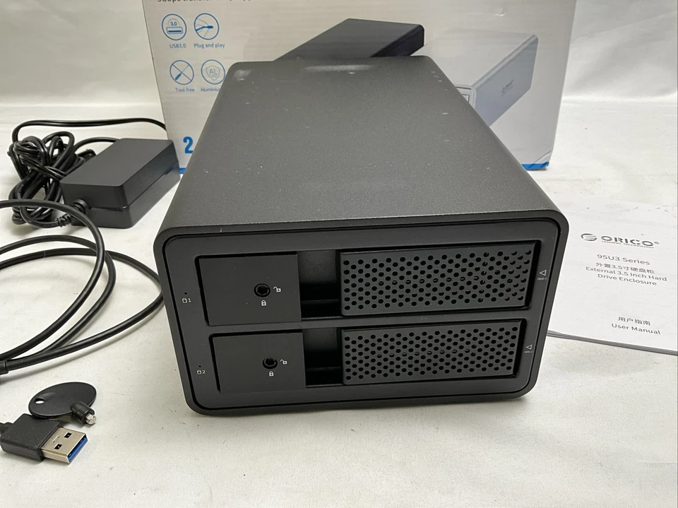 ORICO 2 Bay 3.5" Hard Drive Aluminium USB 3.0 SATA III HDD Caddy - Image 4 of 4