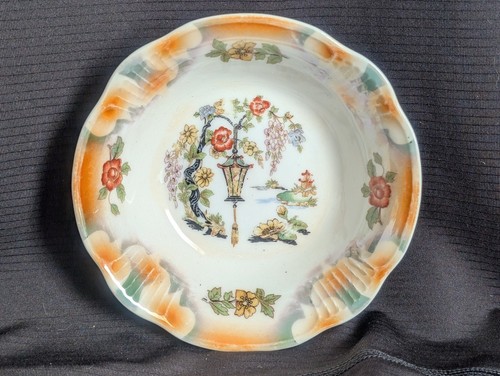 Vtg Lusterware 6 Pc Berry Nut Bowl Set Japanese Garden Design #225, #21 Germany - Picture 9 of 12