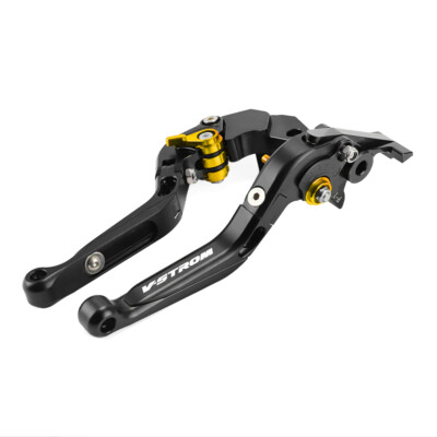 Leva Freno E Frizione SAVAGE Per Suzuki DL V-Strom 650/1000/1050/XT - Pieghevole Allungabile - Nero/Oro/Rosso - 3