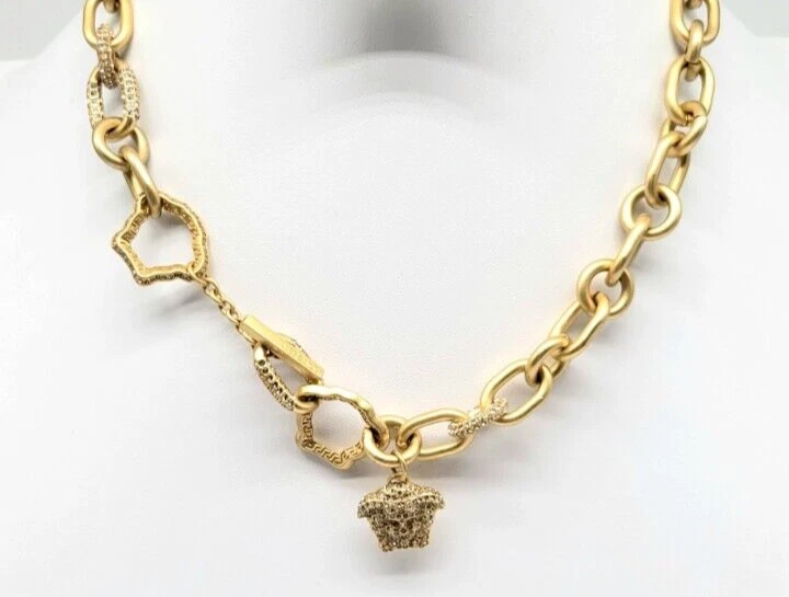 Versace Medusa Gruesa Cadena Distintiva Collar con Palanca + Cristales de Swarovski Foto 3 de 4