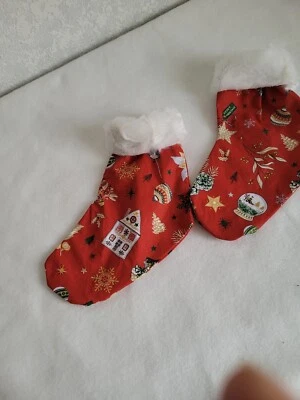 lot de 2 bottes de noël à remplir de friandises en tissu coton fait main - Photo 1/3