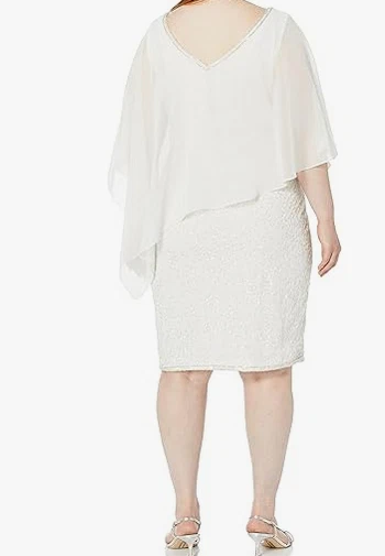 J Kara Mujer Caplet Cuello en V Corto Cóctel Cuentas 8P Off White Foto 2 de 3