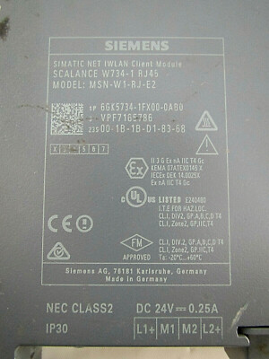 Siemens MSN-W1-RJ-E2 Net IWLAN Client Module~ For PARTS Siemens MSN-W1-RJ-E2 Net IWLAN Client Module~ For PARTS