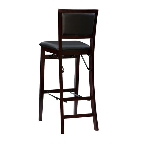 Folding Bar Stool Faux Leather Upholstered Kitchen Counter 30" Height 250 Lb Cap - Picture 3 of 14
