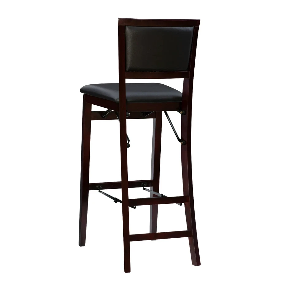 Folding Bar Stool Faux Leather Upholstered Kitchen Counter 30" Height 250 Lb Cap - Image 3 of 4