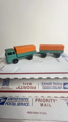 Lesney Matchbox Series Number 1 Mercedes Truck With Trailer Green W/orange Top