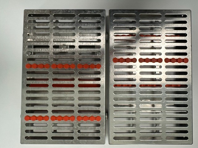 Pair of HU FRIEDY 12 Instruments Cassette  Orange 6.5" x 10.5" x 1.25" IM8120