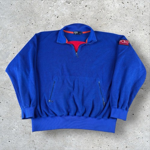 Vintage Polo Ralph Lauren Sport Hi Tech Fleece 1/4 Zip Jacket Men’s XL 90s