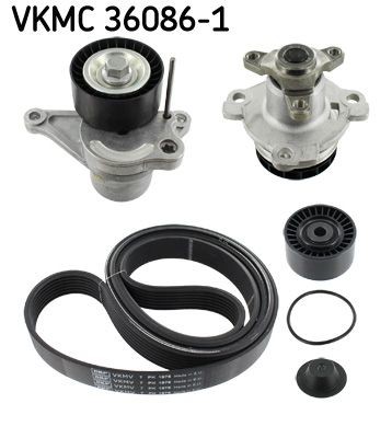 Cooling Water Pump + V-Ribbed Belt Kit SKF VKMC 36086-1 Fits Nissan Opel