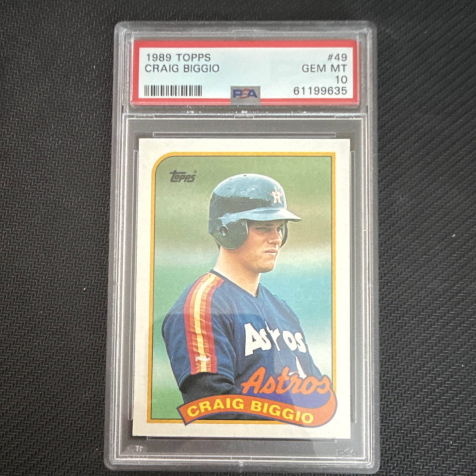 Topps 1989 Craig Biggio #49 Rookie Houston Astros PSA 10 GEM MT