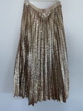 Maeve By Anthropologie Long Gold Party Skirt Size 12 EU 44 Back Zipper Waist 32