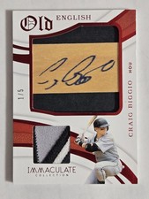CRAIG BIGGIO Immaculate Collection Old English Memorabilia Autographs Red 1/5