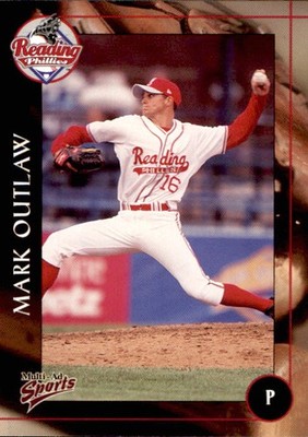 2001 Reading Phillies Multi-Ad #14 Mark Outlaw Waco Texas TX Baseball Card