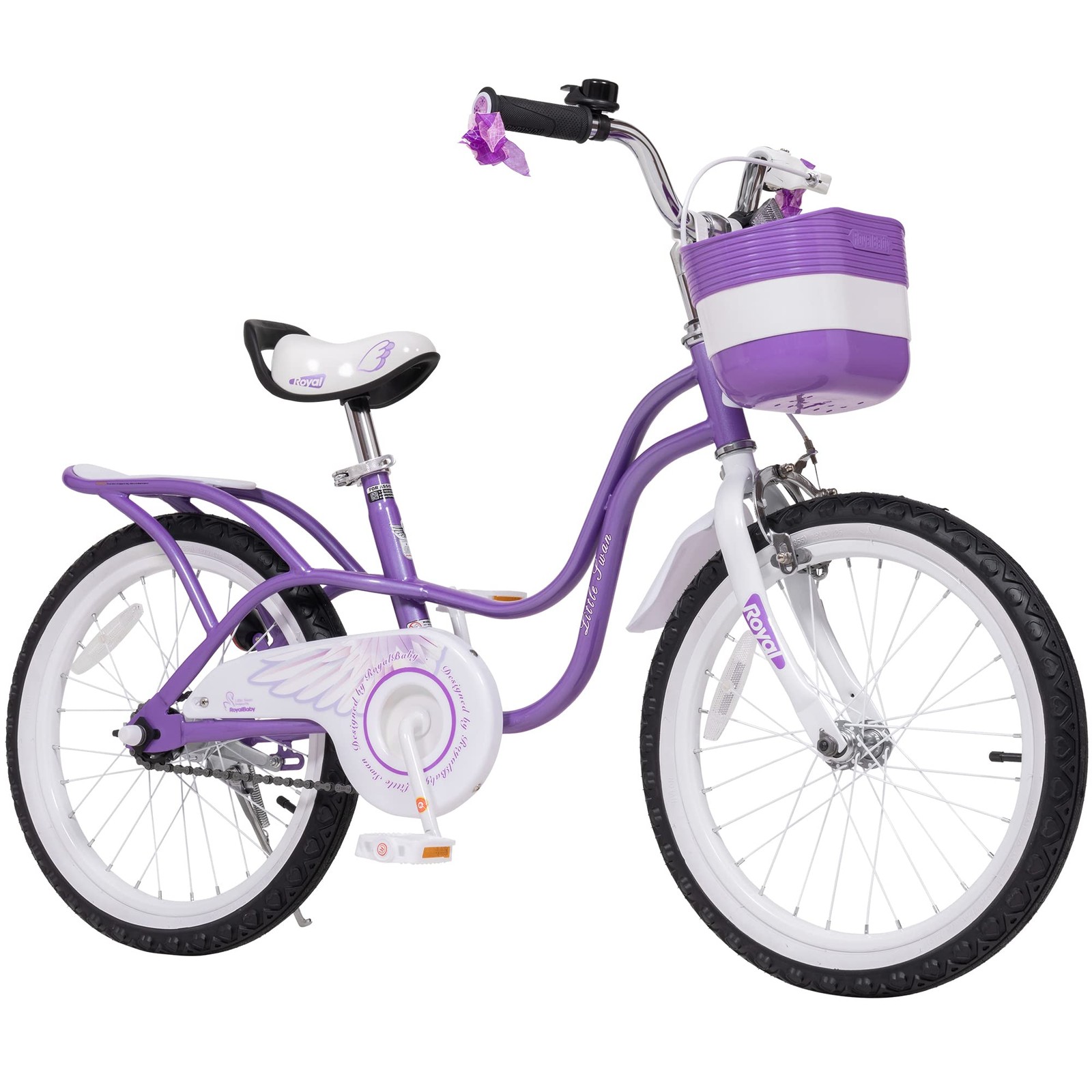 RoyalBaby Girls Swan Bike Kids Vintage with Bike, Swan/Purple