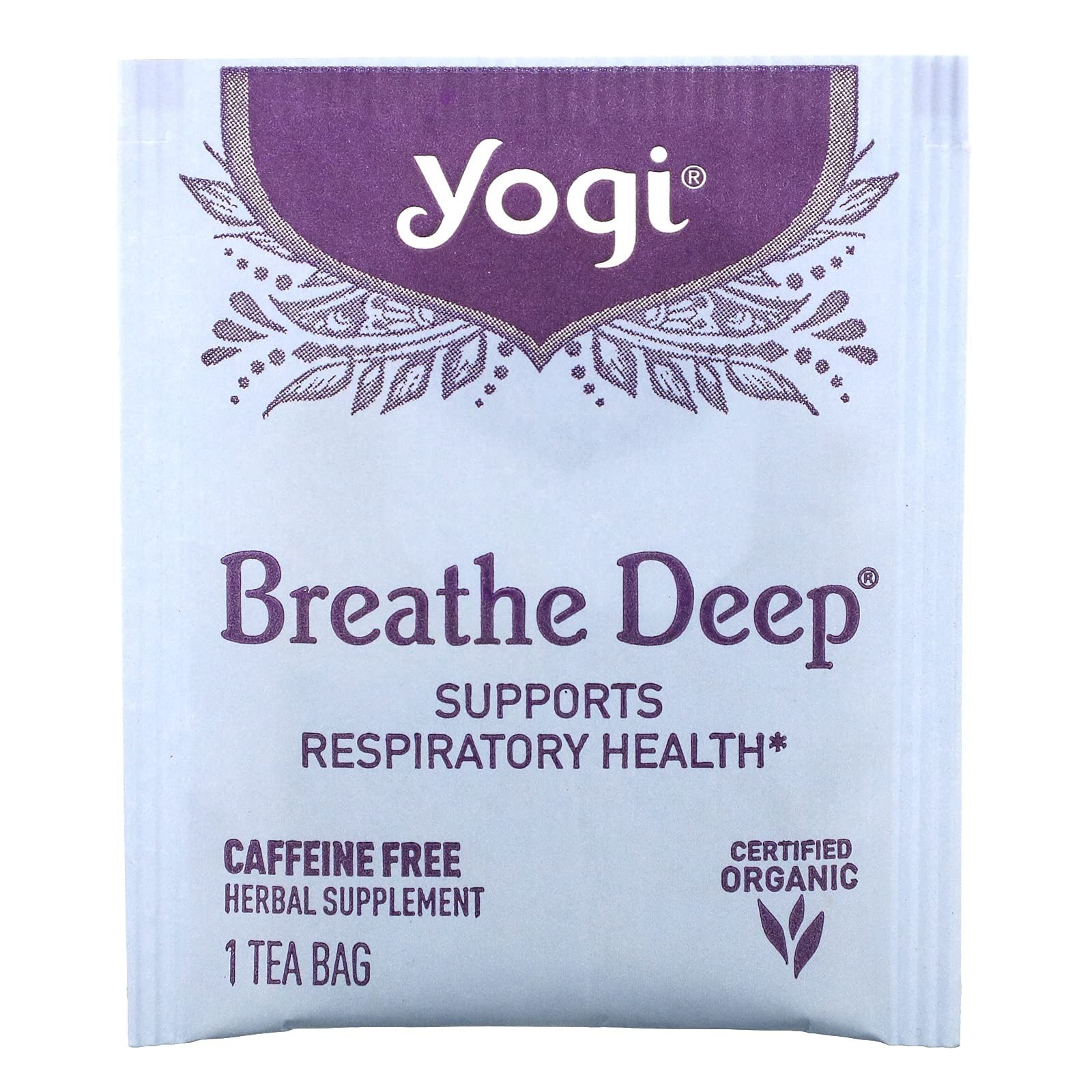 Yogi Tea Breathe Deep Organic Herbal Tea 16 Count Caffeine Free Natural Support