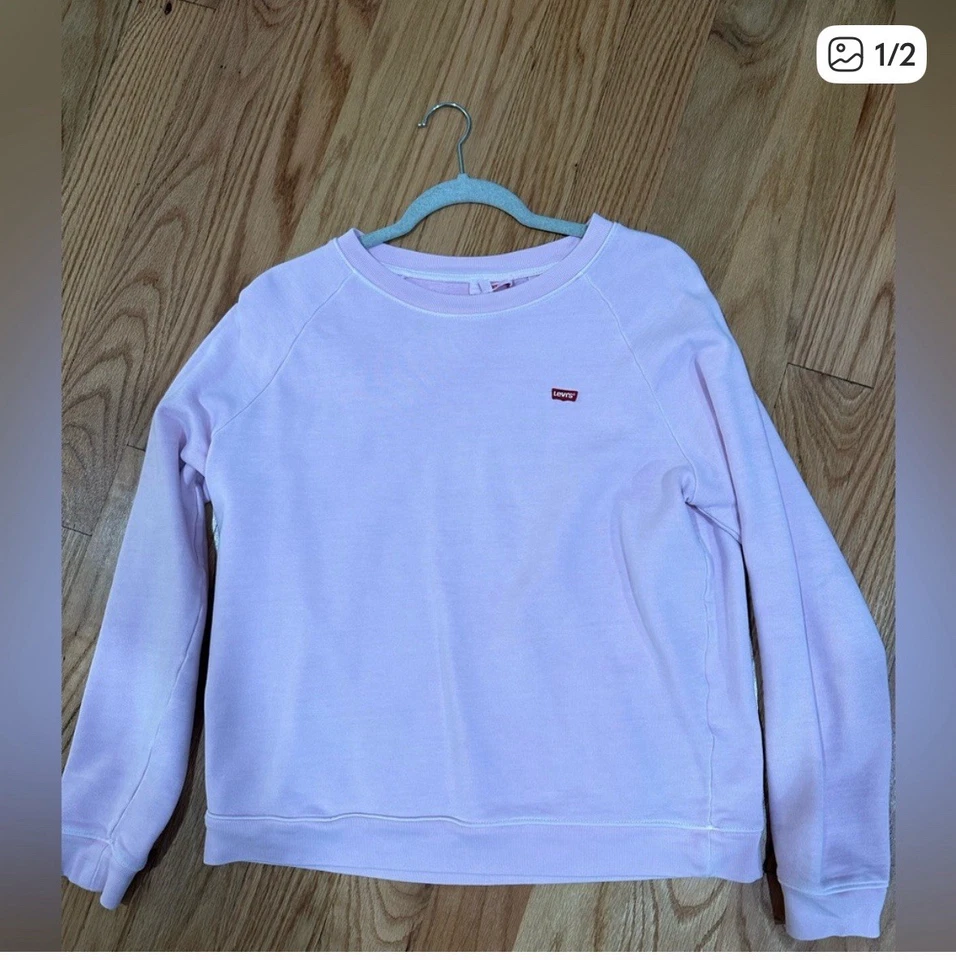 LEVI'S Sudadera Mujer Talla Pequeña Pullover Cuello Redondo Logo Rosa Manga Larga Foto 2 de 2