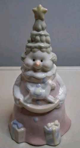 Porcelain Snowman Handbell Christmas Approx 5 3/4"