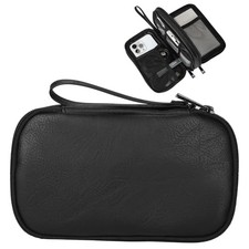 Travel Cable Organizer Bag, Electronic Accessories Carry Pouch, Small Black