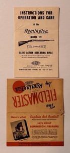 Vintage 1941 Remington Model 121 Fieldmaster Owner Instructions W/ Care Envelope