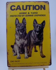 Caution German Shepherd Guard Dog Retro Metal Tin Sign Home Yard Decor 12 x 8