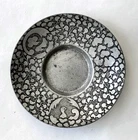 Vintage Japanese Chataku Pewter Tin Tea Saucer Tray Hatching Crane Signed