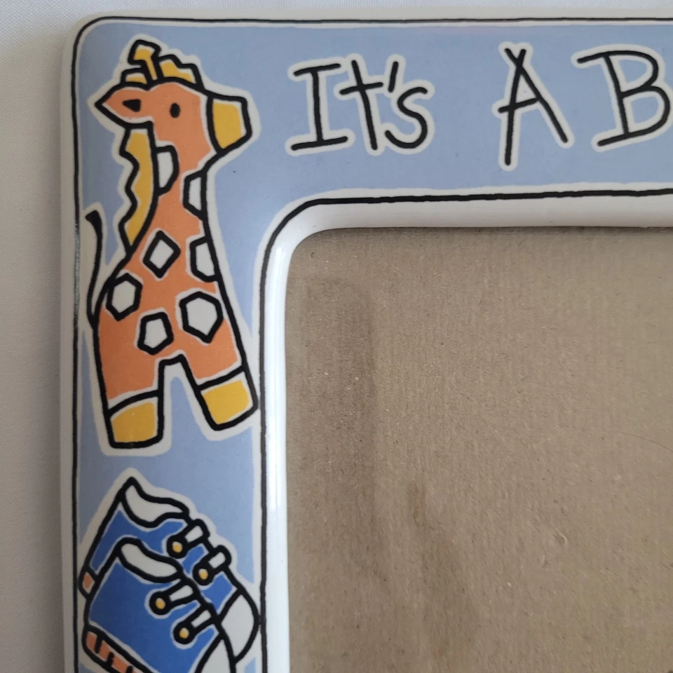 Vintage Russ IT'S A BOY Baby Blue Ceramic Picture Frame 4x5.5" 80s/90s Toy 15696 - Image 2 of 4