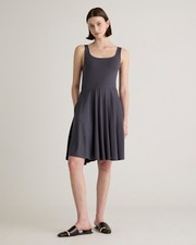 Quince Tencel Jersey Fit & Flare Mini Dress Carbon Grey Basic Sleeveless S