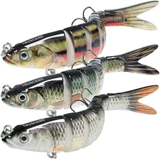 Fishing Lures for Bass Trout Multi Jointed Swimbaits Slow Sinking Bionic Swim...