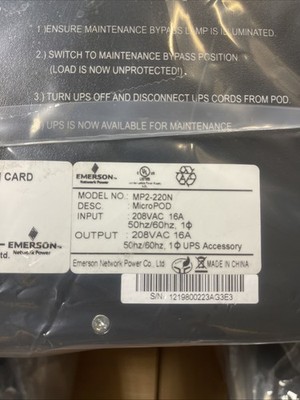 1 Emerson Network Power Liebert MicroPOD MP2-220N Maintenance Bypass Unit