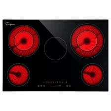 30 In. Smooth Surface Built-In Radiant Electric Cooktop in Black with 5 Elements