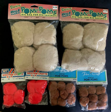 Lot of Vintage Acrylic Soft Pom Poms Mixed Colors  Sizes NOS