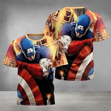 Image of Captain America Marvel Avengers Super Mens Hero Cosplay Comic T-Shirt Shirt Top