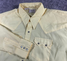 Vintage 1970's Dee Cee Mens Shirt 18-34 Western Wear Pearl Snap Yellow USA made