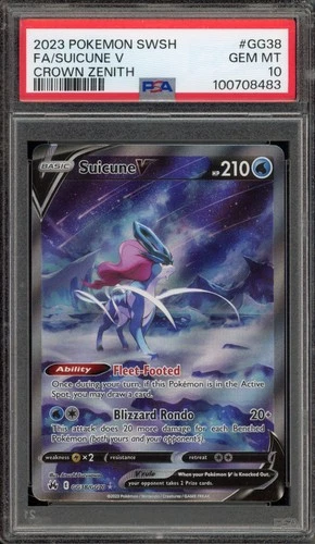 Pokemon Suicune V Crown Zenith Galarian Gallery Full Art #GG38 PSA 10 Gem Mint