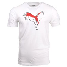 PUMA Essentials Graphic Lab Crew Neck Short Sleeve T-Shirt Mens White Casual Top