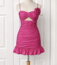 NWT LoveShackFancy Jessilyn Mini Dress XS Pink Cutout Ruched Floral Applique