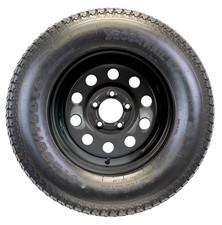 Trailer Tire Rim Assembly St20575d15 15 Inch Load C 5 Lug On 4.5 Black Wheel