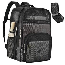 Heavy Duty Mesh Backpack for Adults, 39L EX-Large Black Mesh Bag