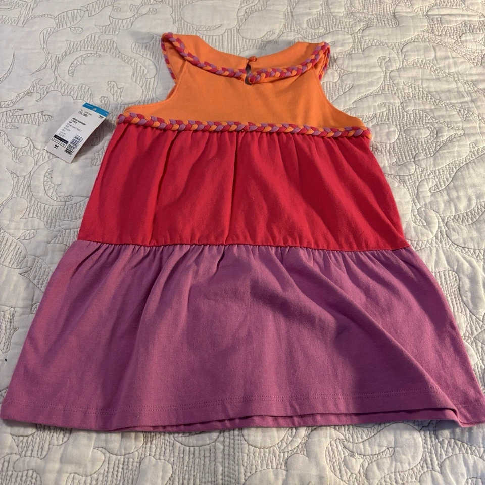 Vestido Tough Skins Niñas 2T Rosa Naranja Púrpura Bordado Flores en el Pecho Foto 4 de 4