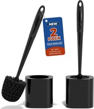 Toilet Brush and Holder Set, Space Saving, 2 Pack, Black